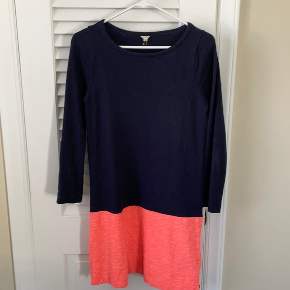 Cotton navy & coral dress